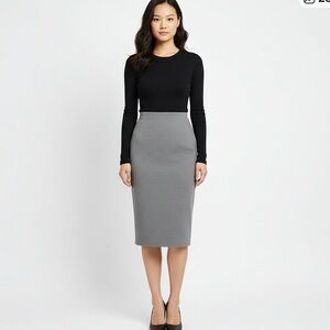 Zara Knit Midi Gray Skirt | High Waist Back Slit Size M NWT